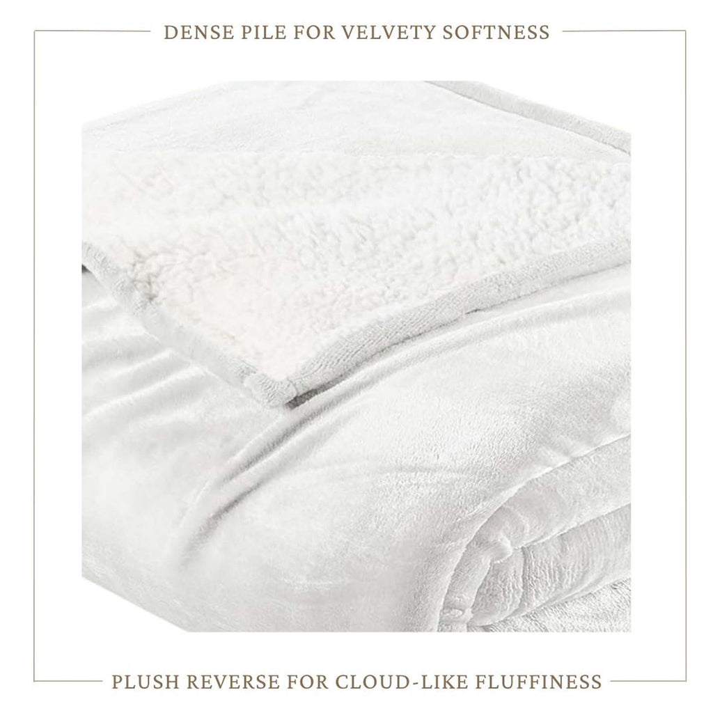 Velvet Plush Sherpa Bed Blanket - Sherpa Fleece Collection Great Bay Home
