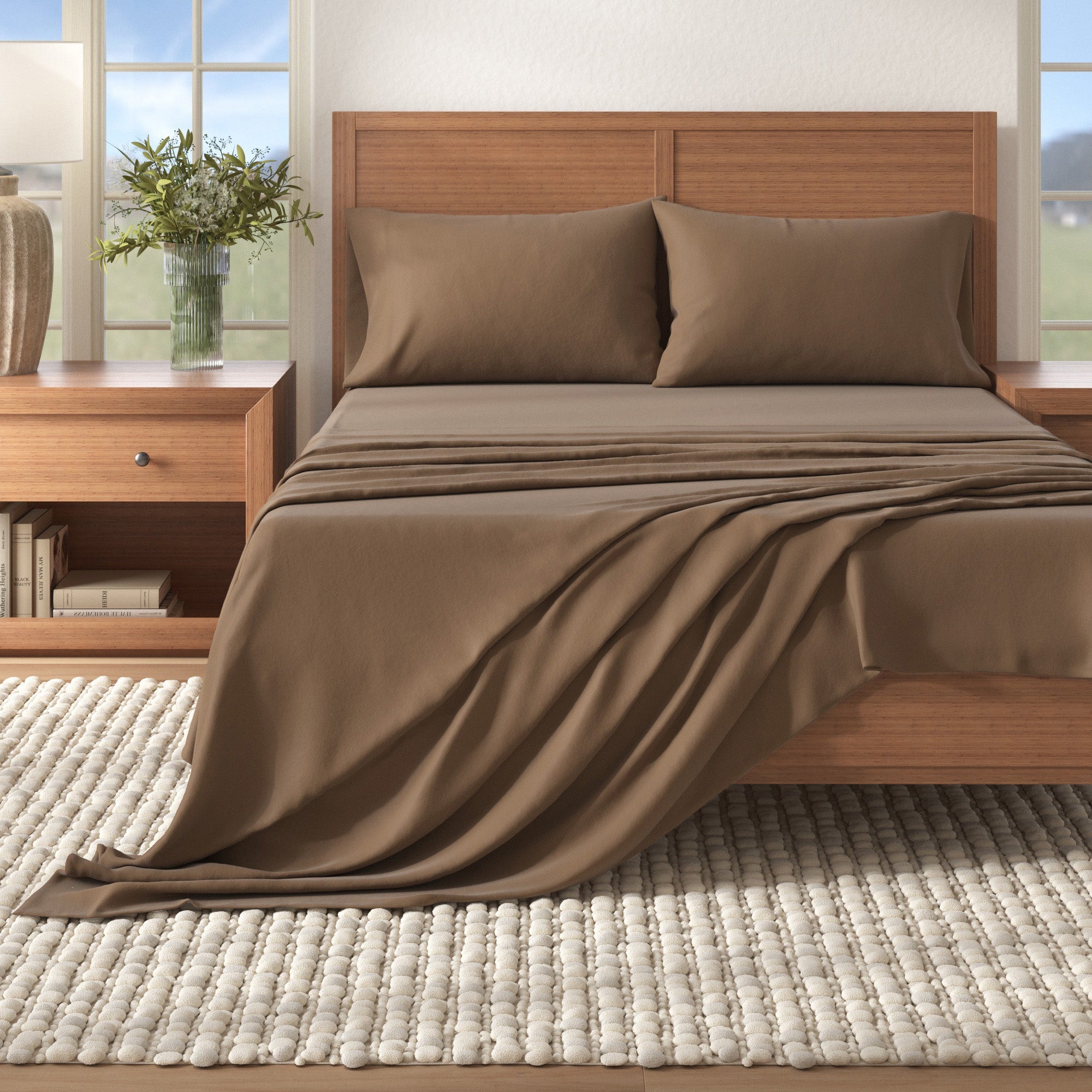 Cotton Solid Flannel Sheet - Nordic Collection Great Bay Home