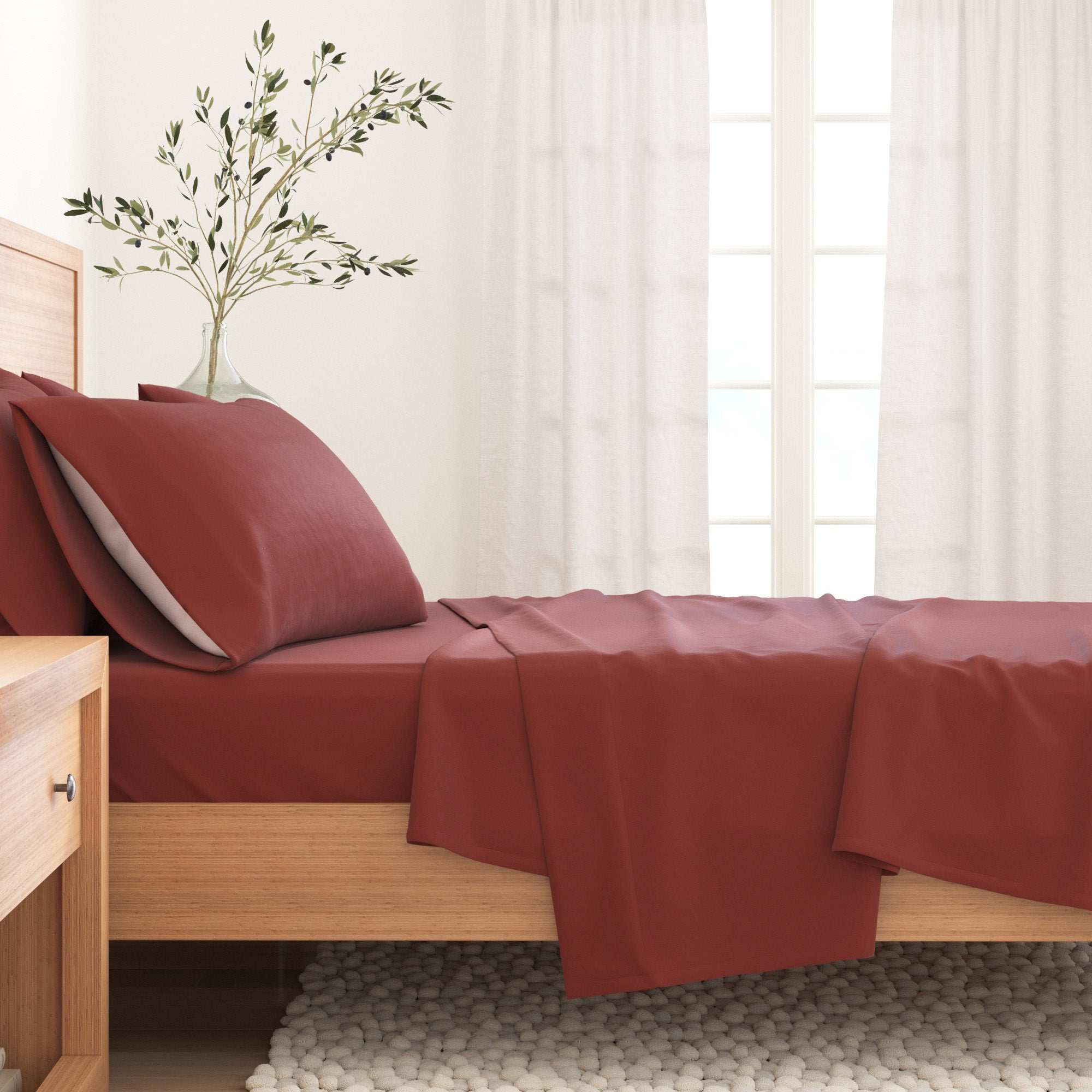 Cotton Solid Flannel Sheet - Nordic Collection Great Bay Home