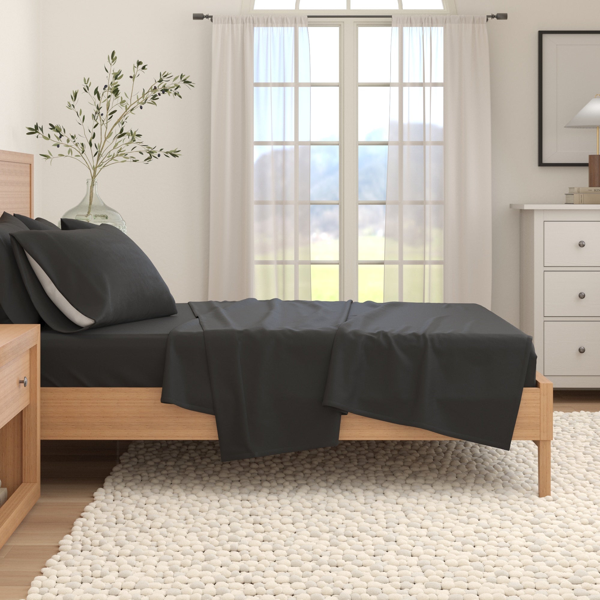 Cotton Solid Flannel Sheet - Nordic Collection Great Bay Home