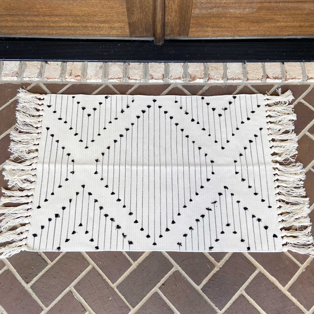 Modern Farmhouse Rug- Woven Rug- Tassel Pattern Style 2 Cotton and Crate