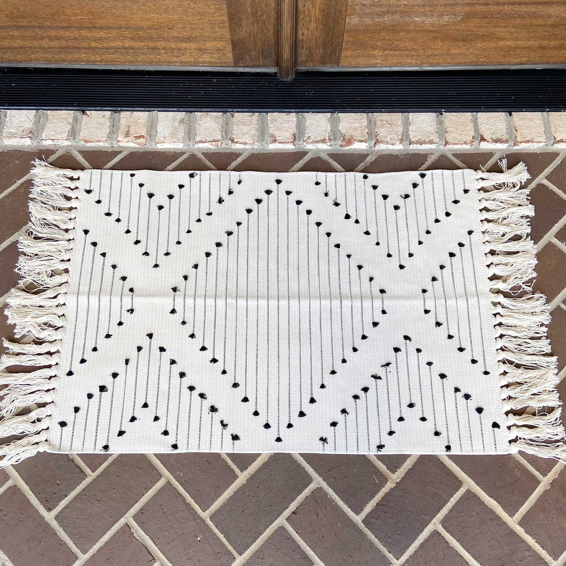 Modern Farmhouse Rug- Woven Rug- Tassel Pattern Style 2 Cotton and Crate