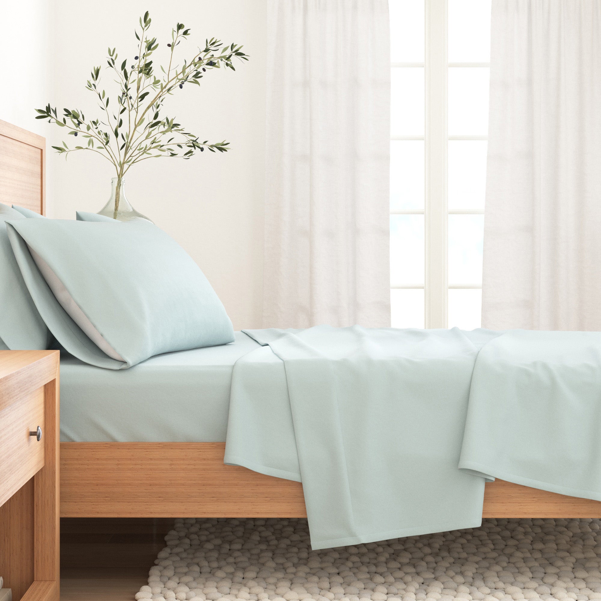 Cotton Solid Flannel Sheet - Nordic Collection Great Bay Home