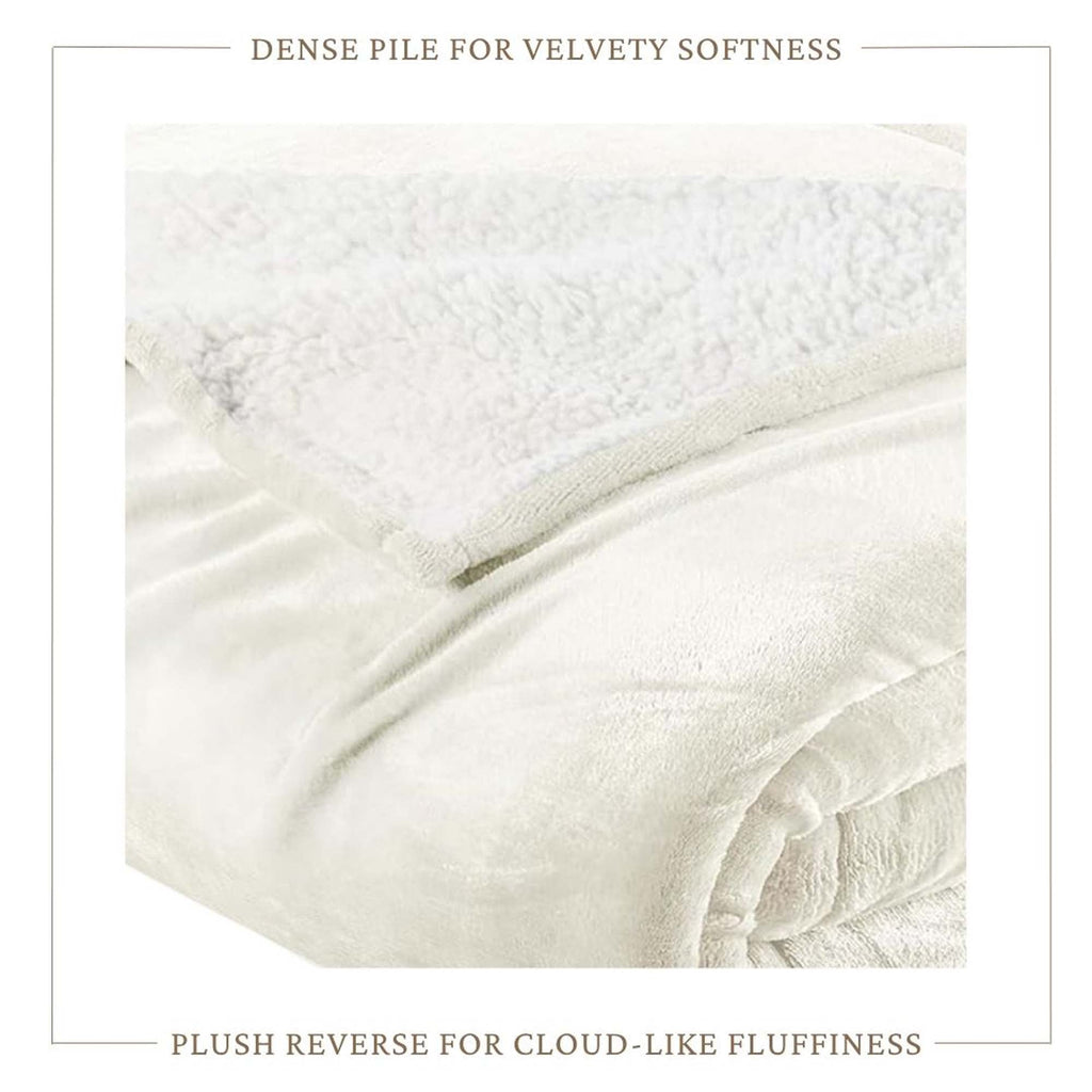 Velvet Plush Sherpa Bed Blanket - Sherpa Fleece Collection Great Bay Home