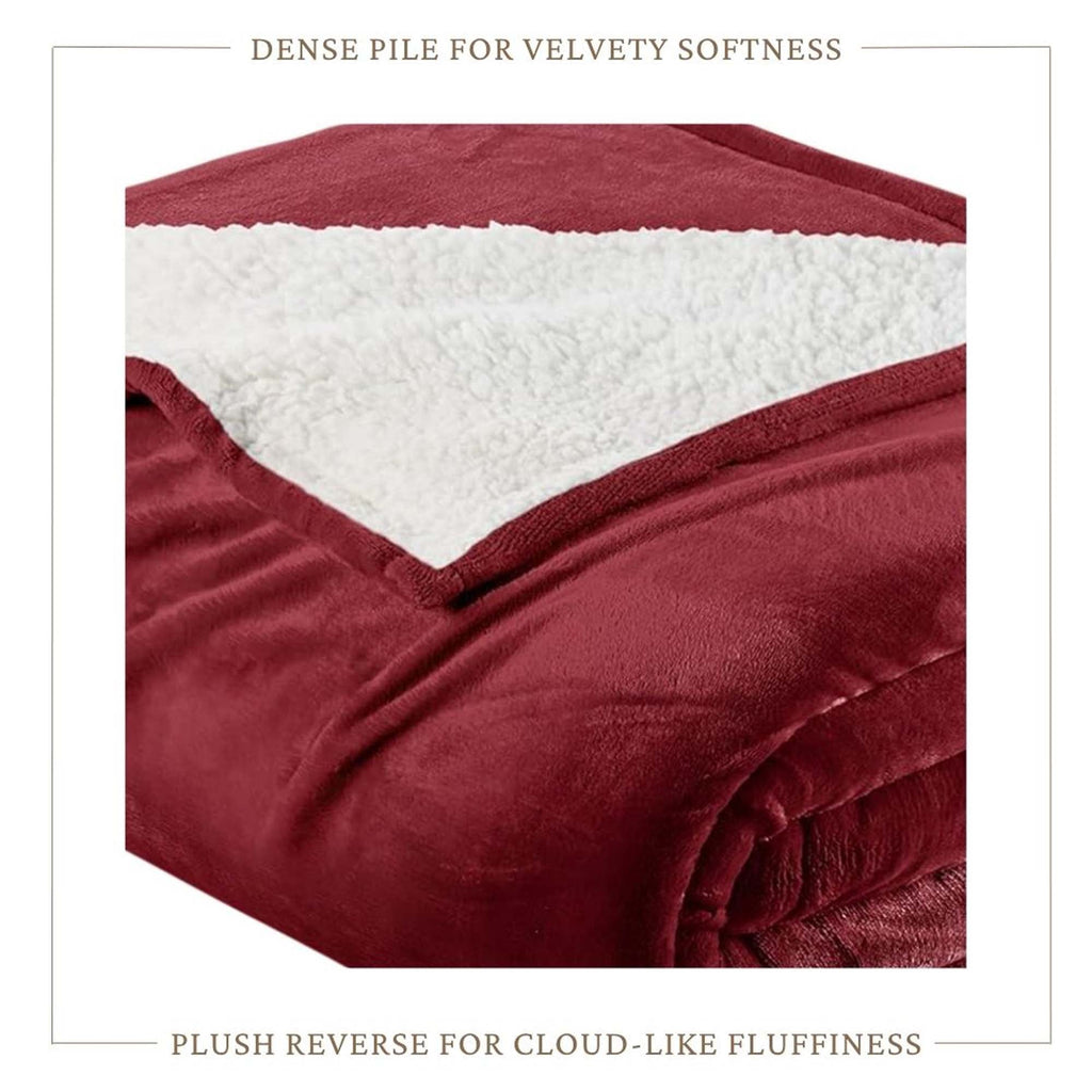 Velvet Plush Sherpa Bed Blanket - Sherpa Fleece Collection Great Bay Home
