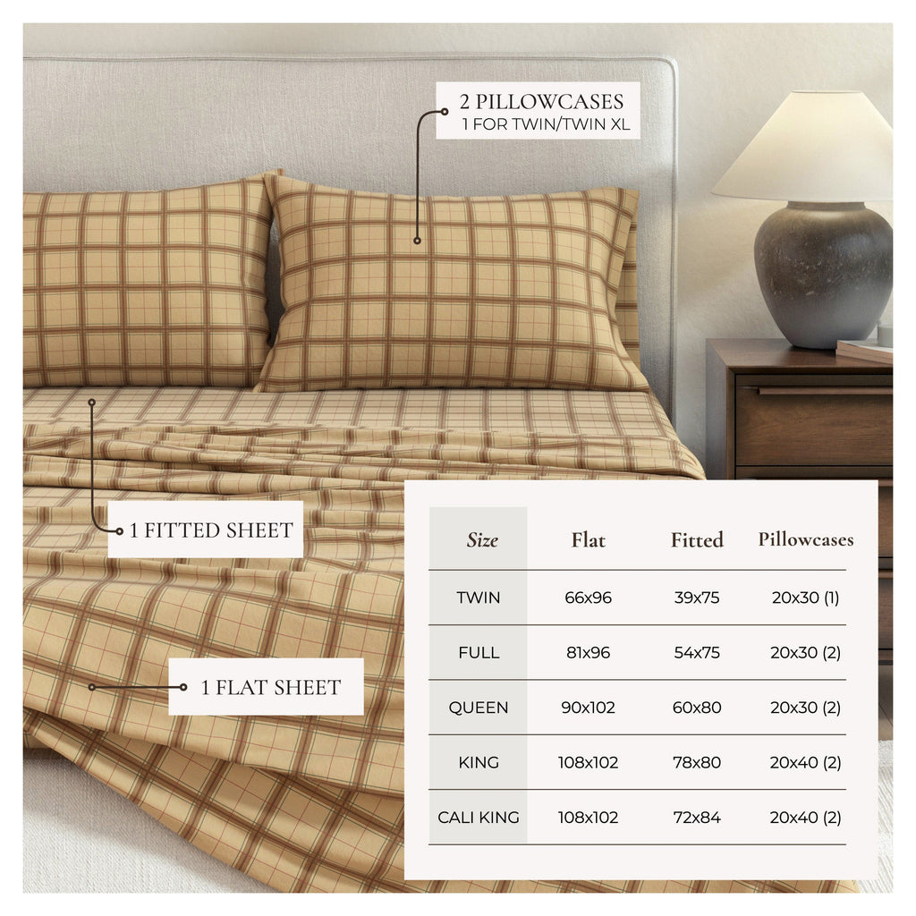 Turkish Cotton Flannel Sheet Set - Plaid & Stripe Collection Great Bay Home