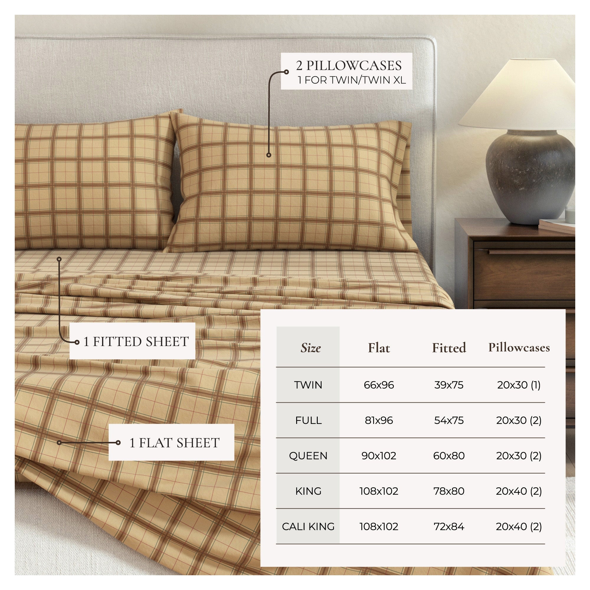 Turkish Cotton Flannel Sheet Set - Plaid & Stripe Collection Great Bay Home