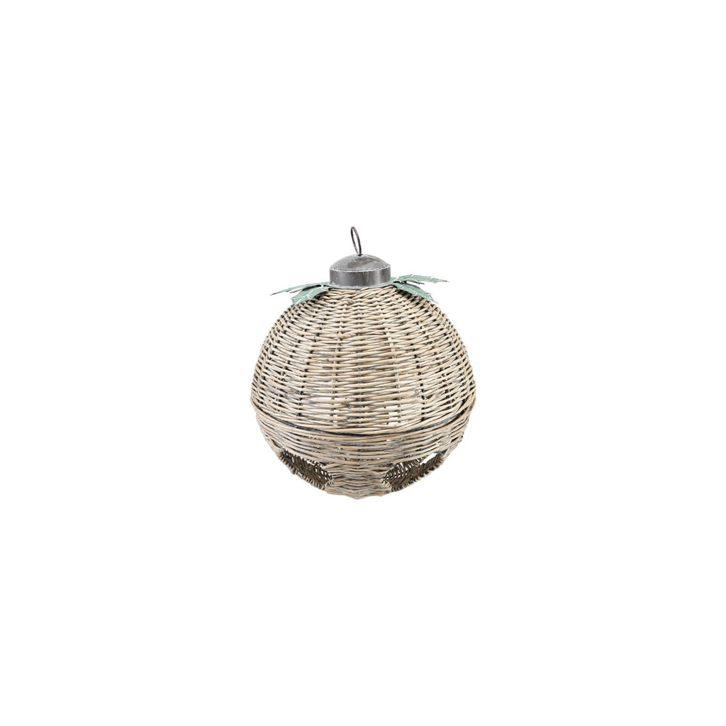 Oversized Hand-Woven Rattan Bell with Metal Leaves, 2 Size Options Thenestedfig