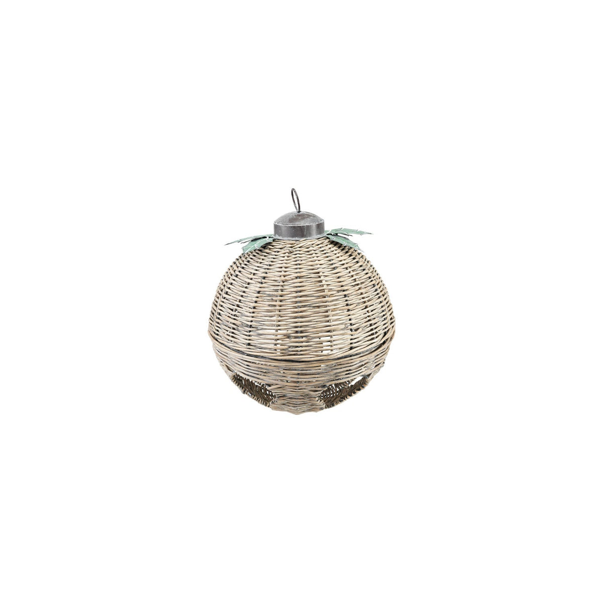 Oversized Hand-Woven Rattan Bell with Metal Leaves, 2 Size Options Thenestedfig