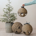 Oversized Hand-Woven Rattan Bell with Metal Leaves, 2 Size Options Thenestedfig