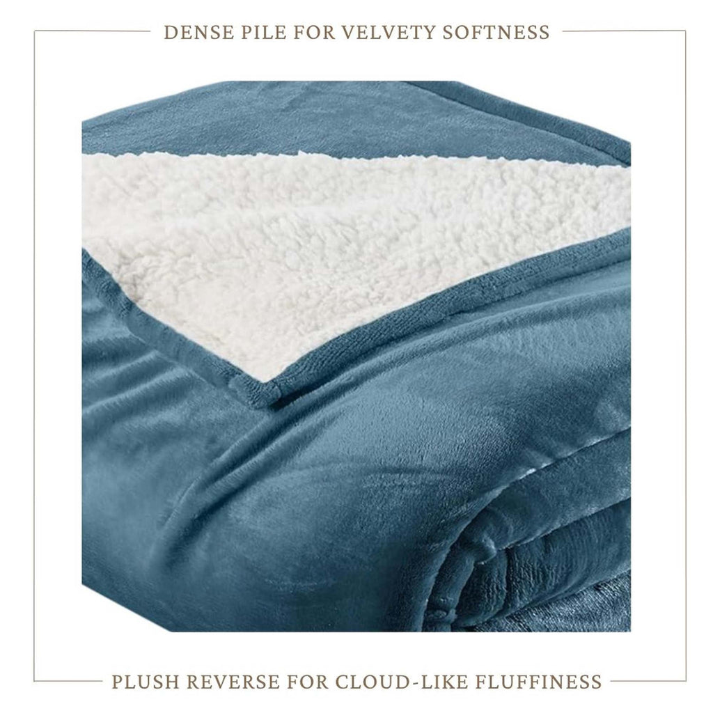 Velvet Plush Sherpa Bed Blanket - Sherpa Fleece Collection Great Bay Home