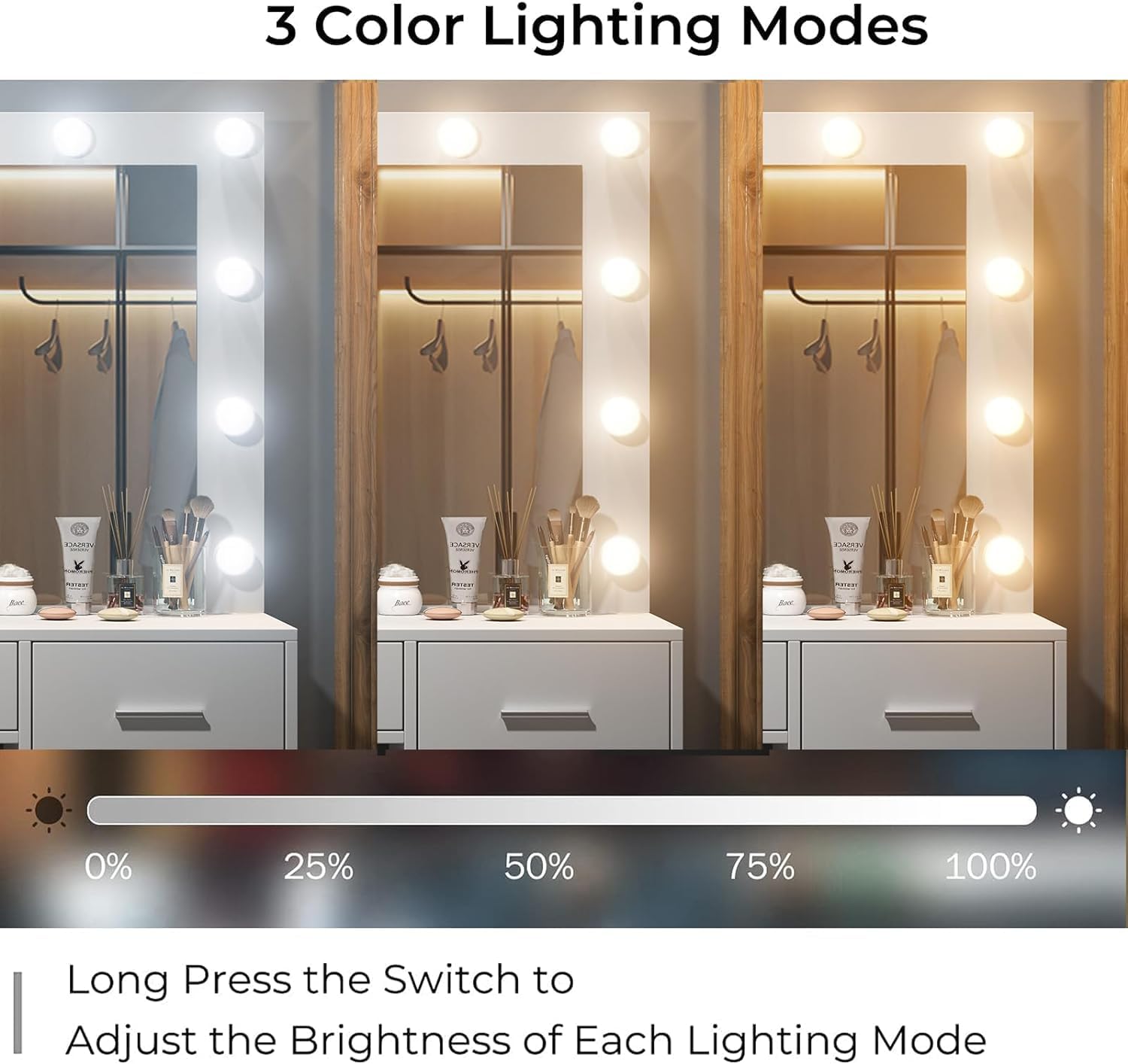 5-Drawer LED Mirror Vanity Desk - Vektaya Yanosaku Sotre