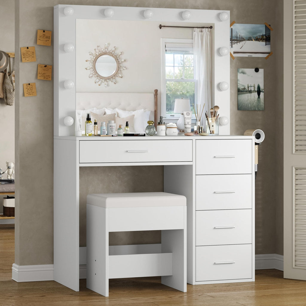 5-Drawer LED Mirror Vanity Desk - Vektaya Yanosaku Sotre