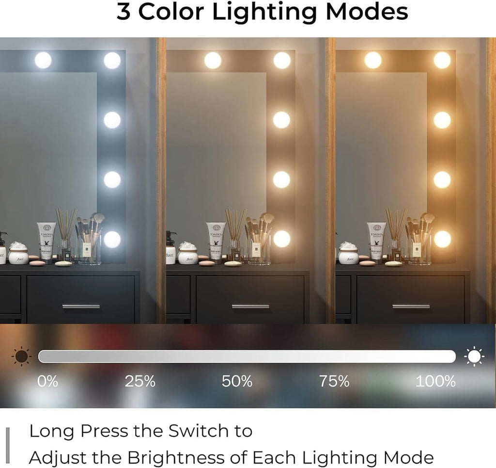 5-Drawer LED Mirror Vanity Desk - Vektaya Yanosaku Sotre