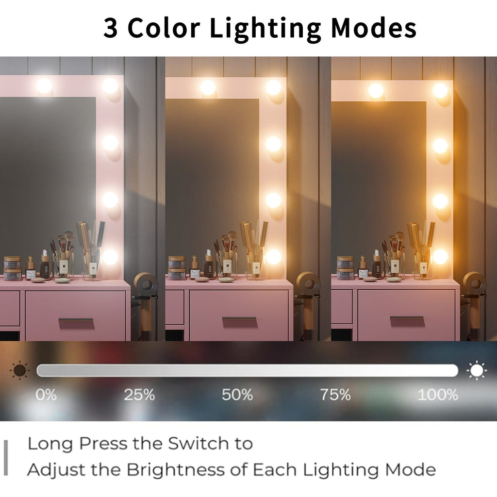 5-Drawer LED Mirror Vanity Desk - Vektaya Yanosaku Sotre