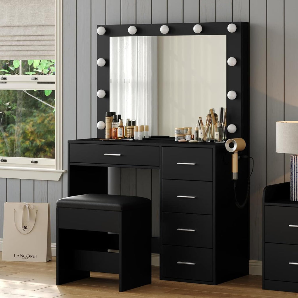 5-Drawer LED Mirror Vanity Desk - Vektaya Yanosaku Sotre