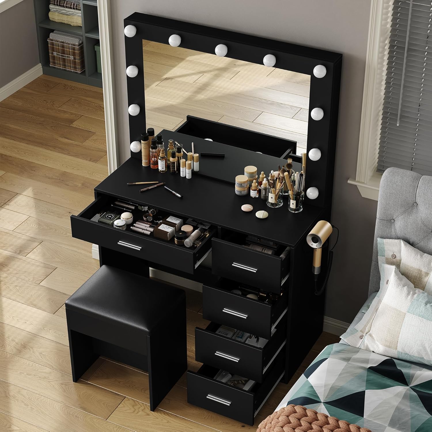 5-Drawer LED Mirror Vanity Desk - Vektaya Yanosaku Sotre