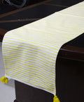 Cotton Table Runner with Yellow Stripes 16"x90" Vibhsa