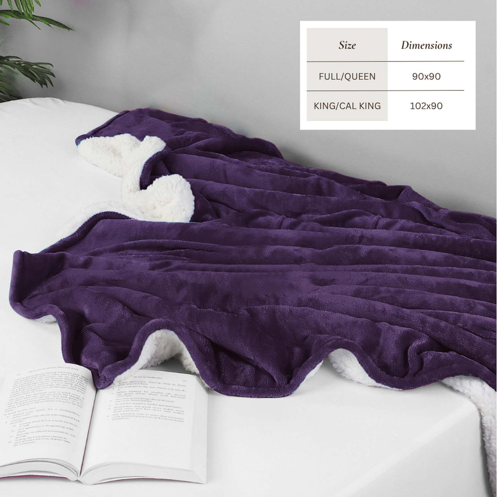 Velvet Plush Sherpa Bed Blanket - Sherpa Fleece Collection Great Bay Home