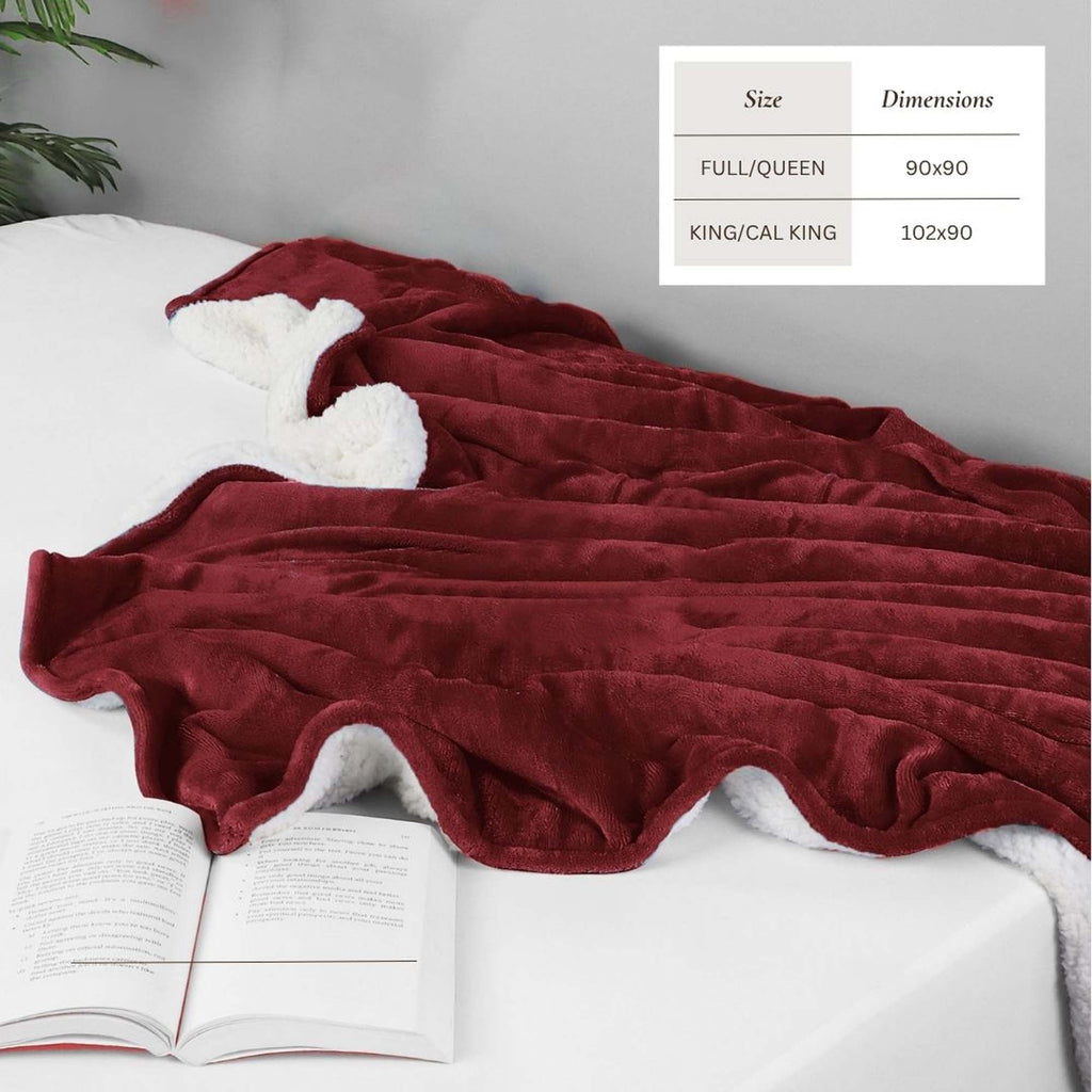 Velvet Plush Sherpa Bed Blanket - Sherpa Fleece Collection Great Bay Home