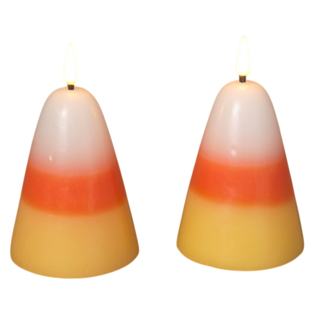 Candy Corn B/O Lighted Wax Candles - 2 Piece Set The Country Christmas Loft