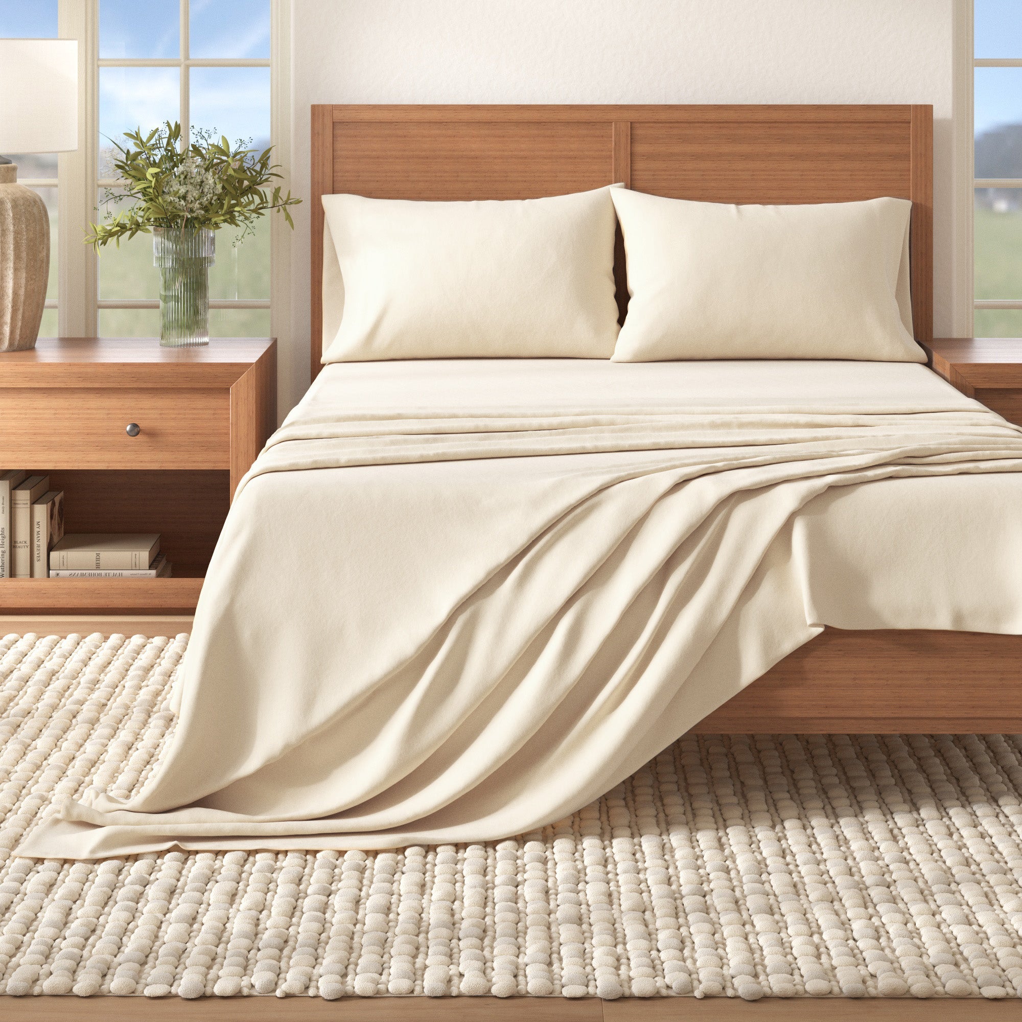 Cotton Solid Flannel Sheet - Nordic Collection Great Bay Home