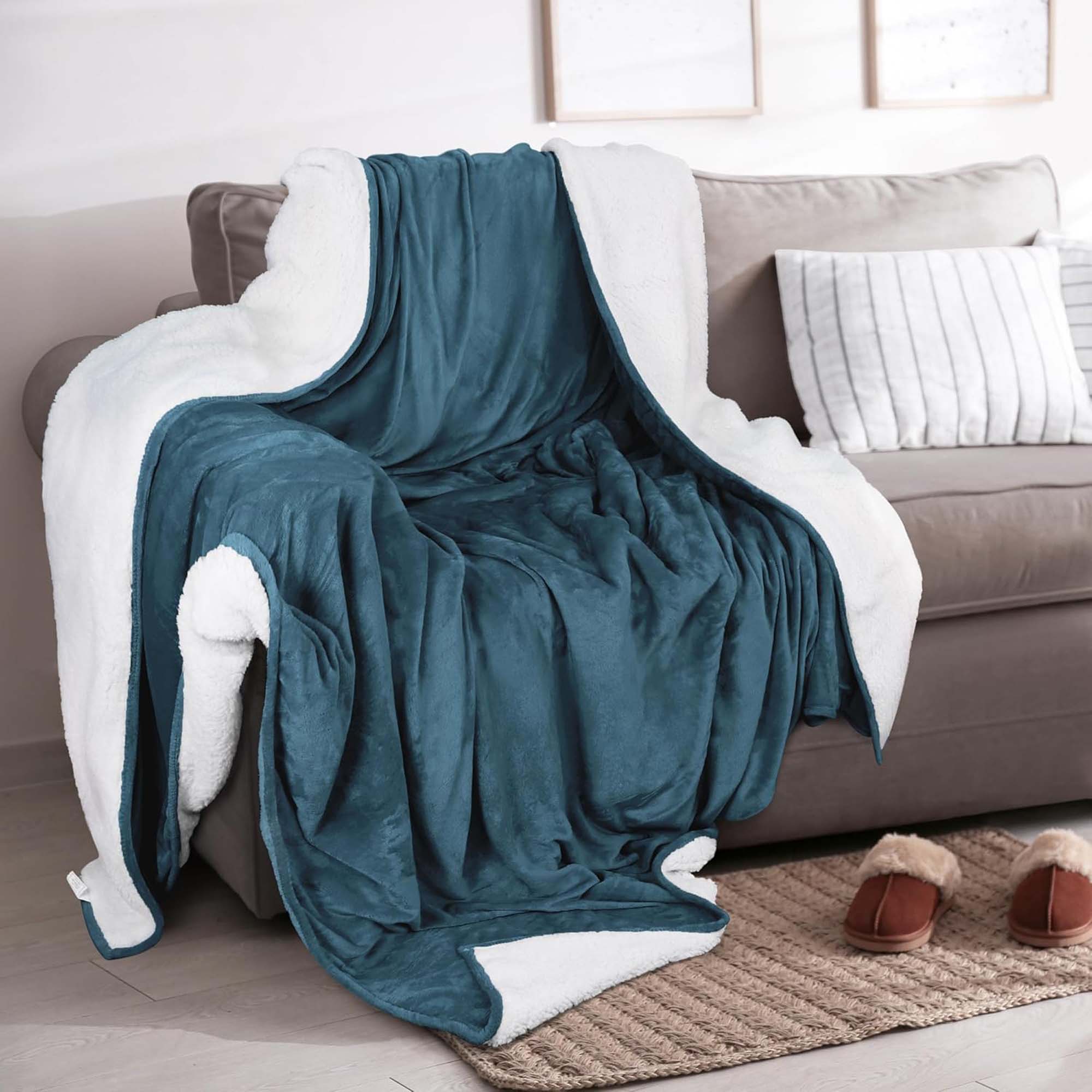 Velvet Plush Sherpa Bed Blanket - Sherpa Fleece Collection Great Bay Home