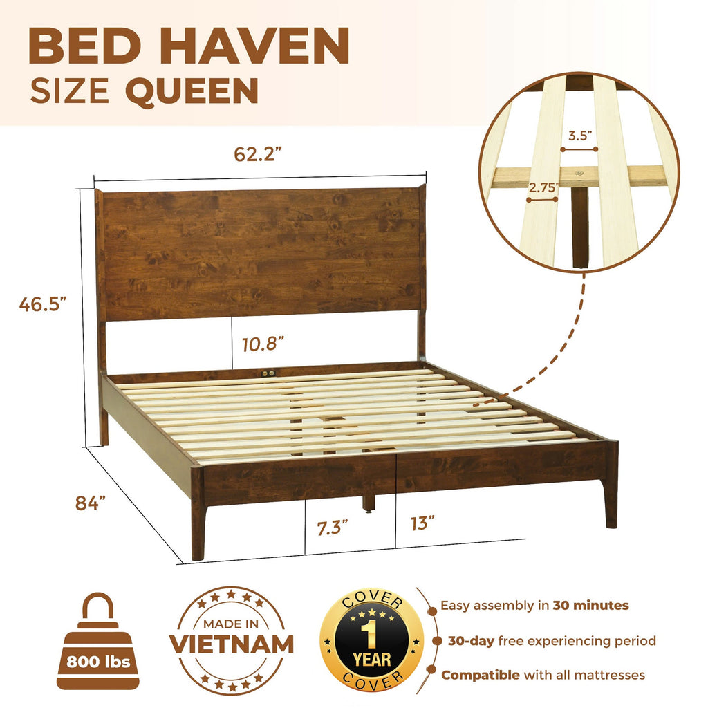 Haven Solid Wood Bed Frame Megsu