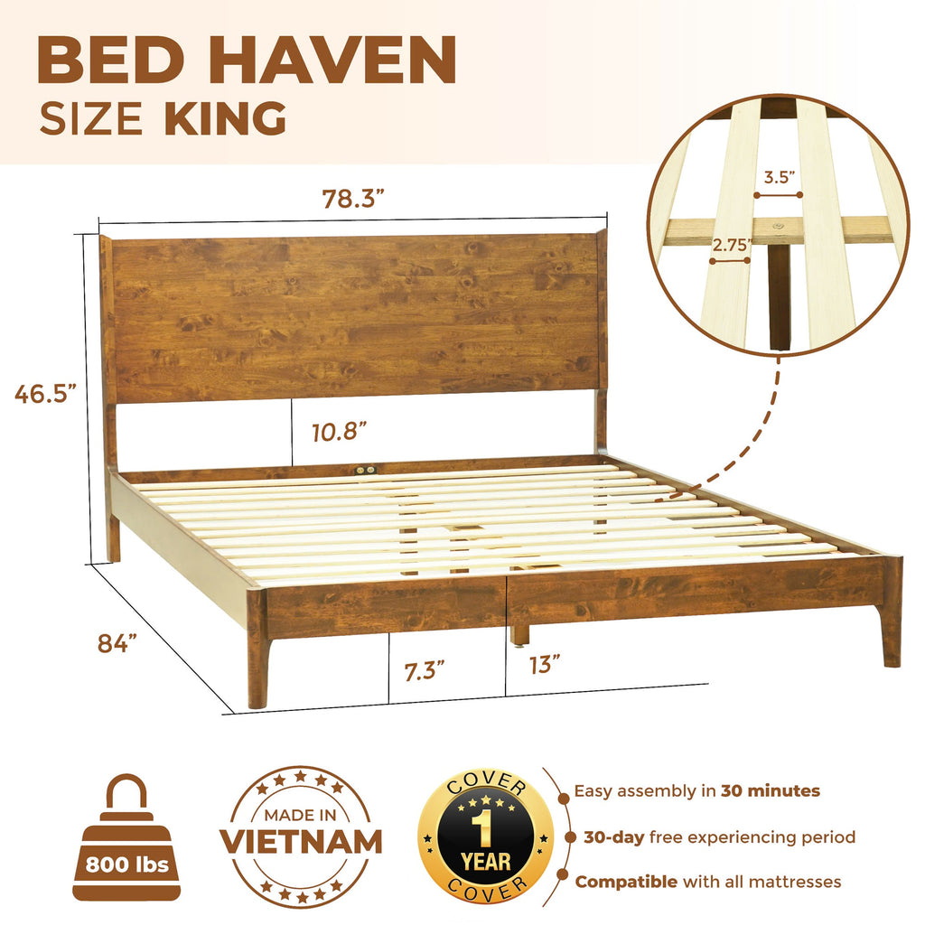 Haven Solid Wood Bed Frame Megsu