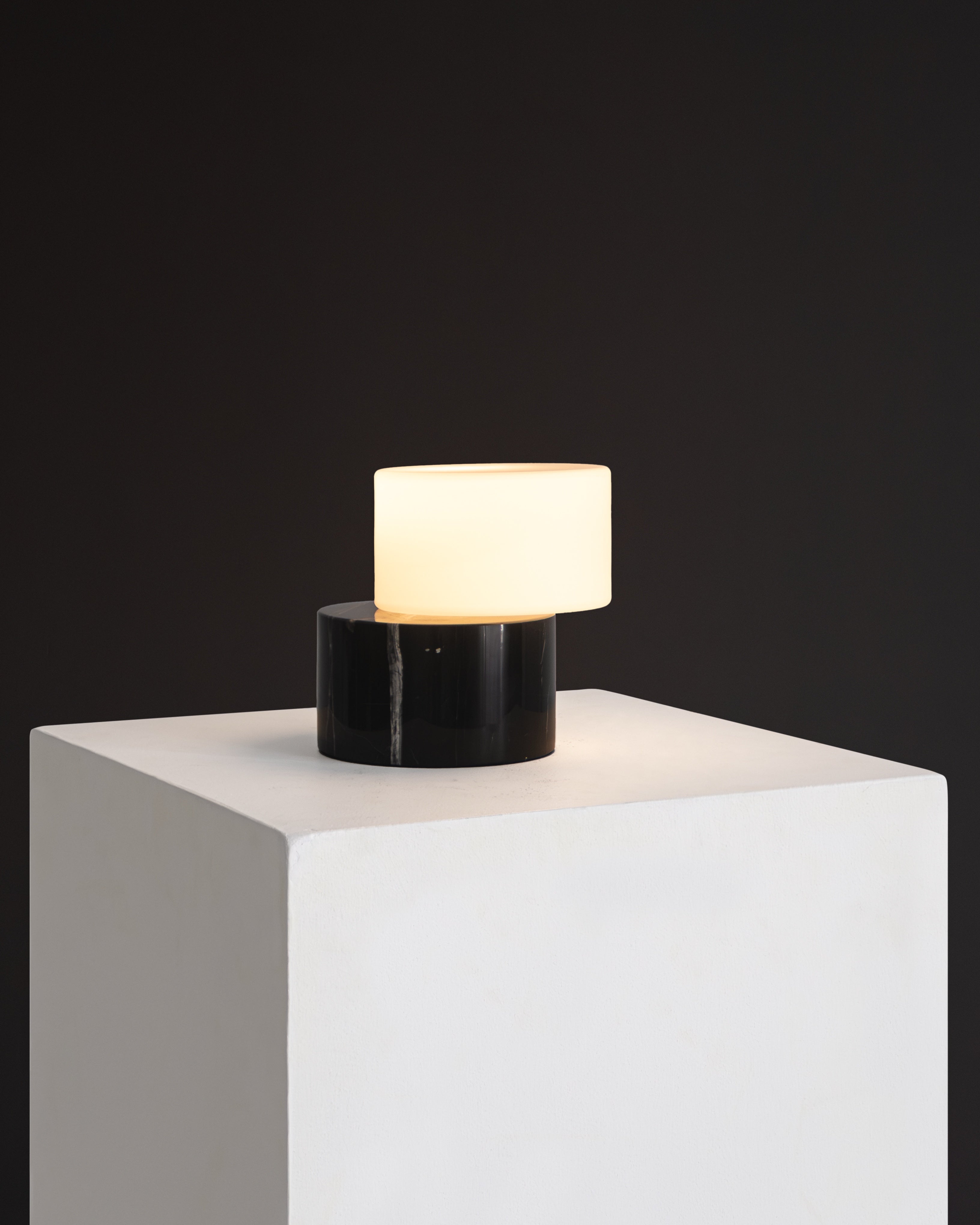 ZigZag Opal Glass Table Lamp with Marble Base