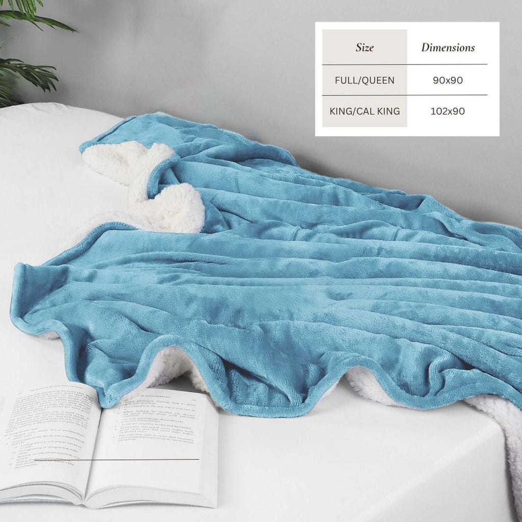 Velvet Plush Sherpa Bed Blanket - Sherpa Fleece Collection Great Bay Home